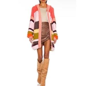 Free People Dream Team Open Cardigan Colorblock Womens Size Small Petite